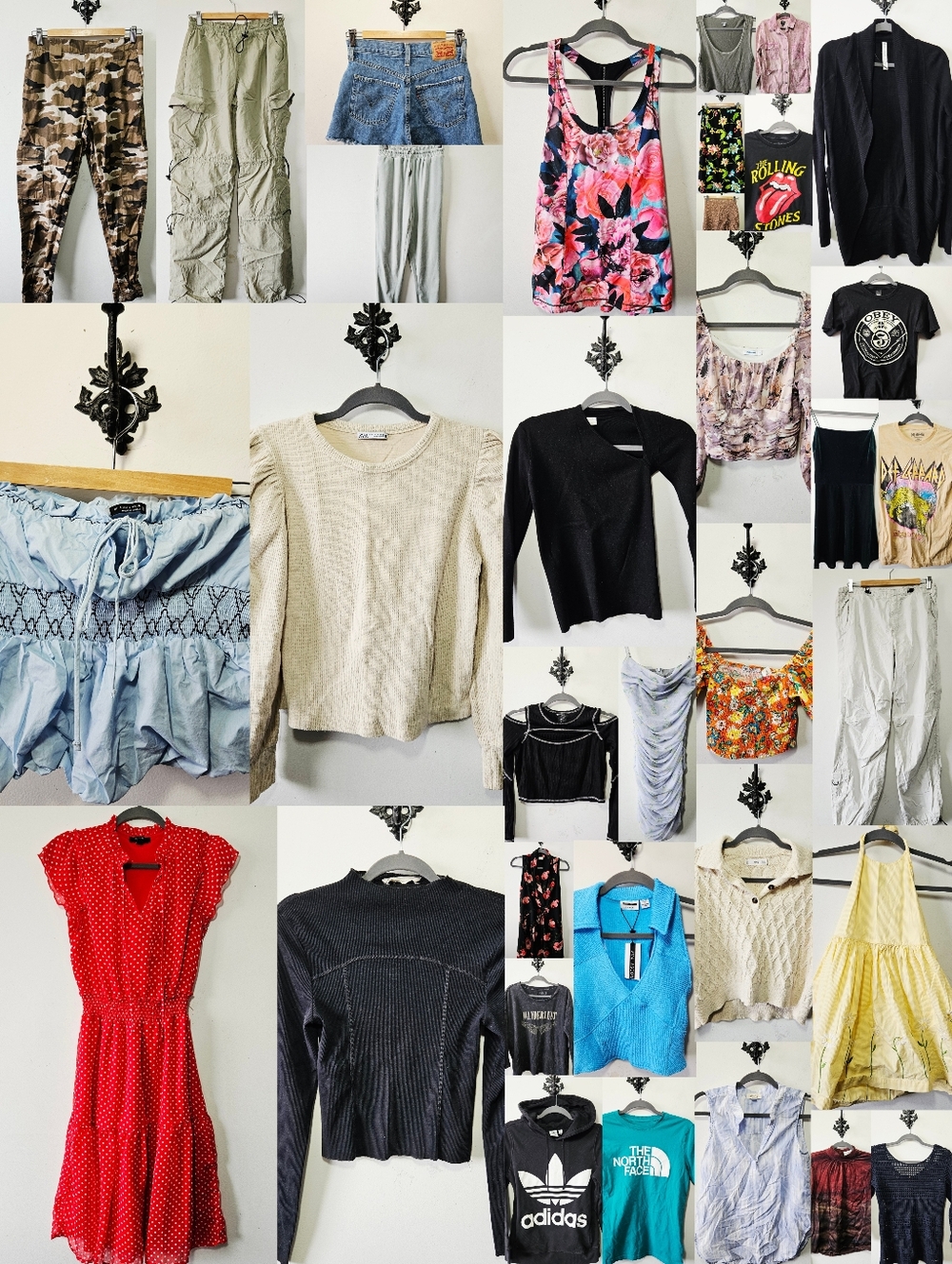Huge 34 Piece Clothing Lot Size S Tops Pants Dress Skirt - "Mystery" Box
